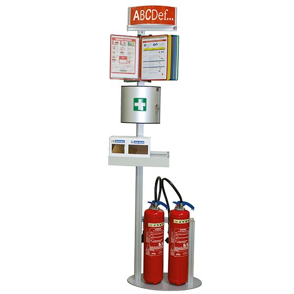 borne-securite-extincteur-avec-1-docaflex-10-poches-a4-et-1-bandeau-bombe-h-2143-mm