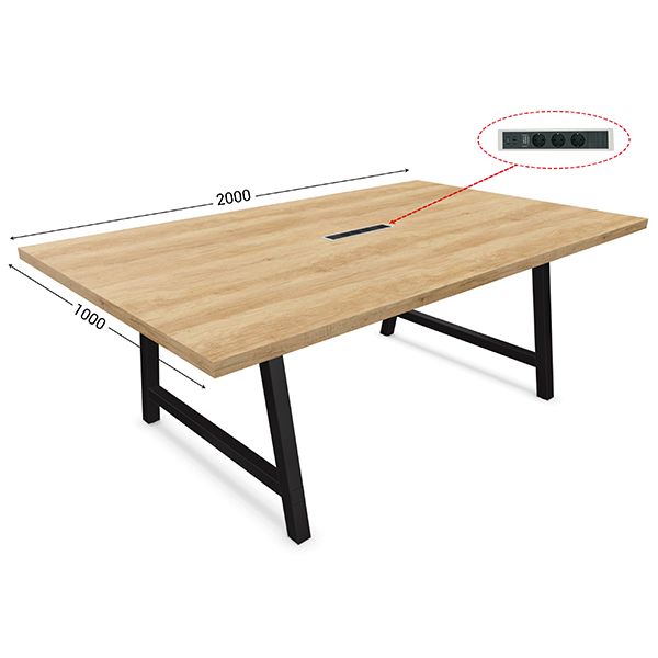 table-de-reunion-l-2000-x-p-1000-mm-plateau-nebraska-avec-pietement-noir