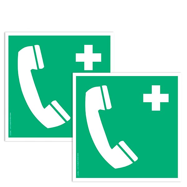 lot-de-2-pictogrammes-adhesif-au-sol-medium-telephone-durgence-l-200-mm