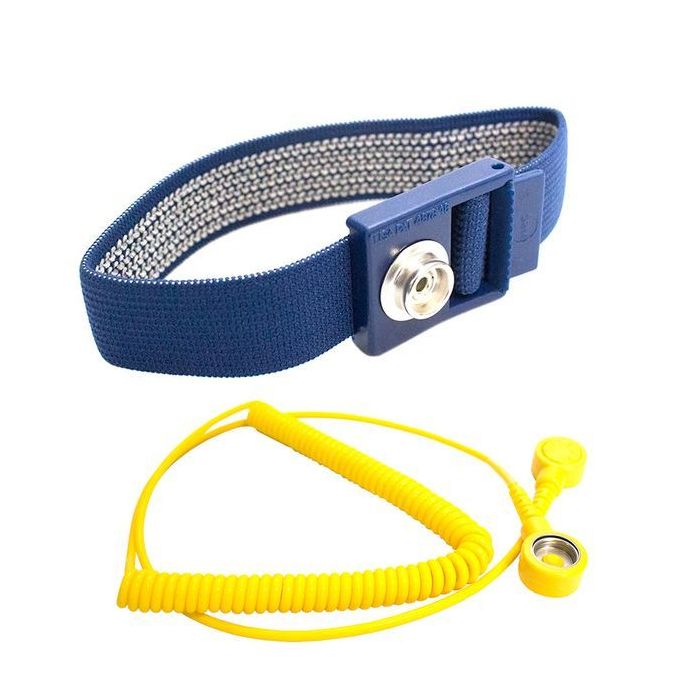 ESD wrist strap with spiral cable