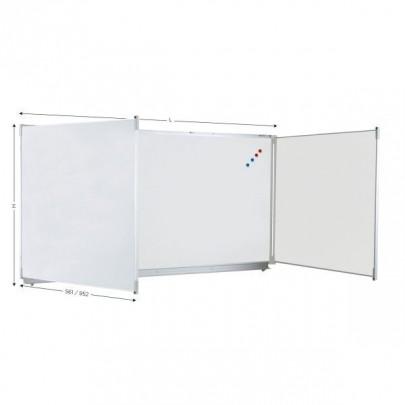 Magnetic triptych whiteboard for felt writing